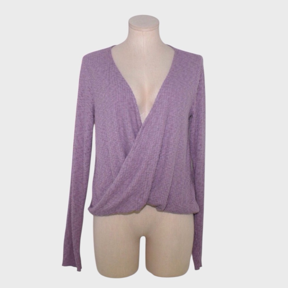 Urban Outfitters Ribbed Surplice Wrap Top